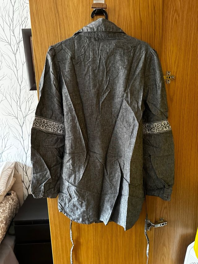 Camisa lino gris mujer nueva con etiquetas talla L