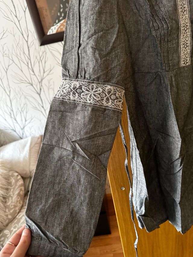 Camisa lino gris mujer nueva con etiquetas talla L