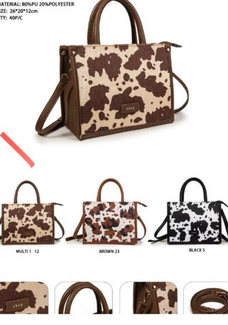 Bolso Tote Negro Blanco Estampado Vaca