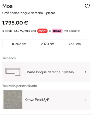 Sofá Chaise Longue Reversible Banak MOA