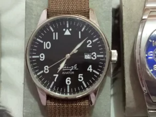 Kienzle Aviator Reloj Negro Correa Marrón