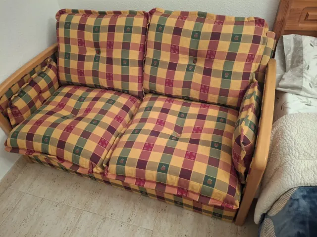 Sofá Cama 90x190 Tela y Madera