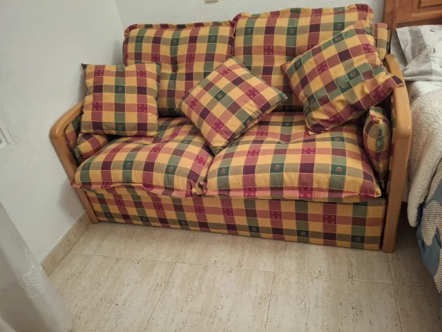 Sofá Cama 90x190 Tela y Madera
