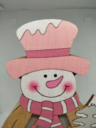 Decorazione Natalizia Pupazzo di Neve in Legno