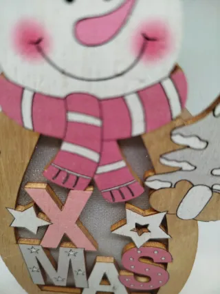 Decorazione Natalizia Pupazzo di Neve in Legno