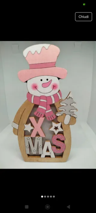 Decorazione Natalizia Pupazzo di Neve in Legno