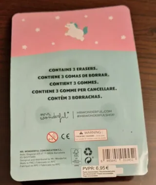 Set 3 Gomas Unicornio Mr. Wonderful