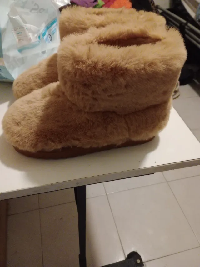 Zapatillas Botas Peludas Beige Marrón,tex 39