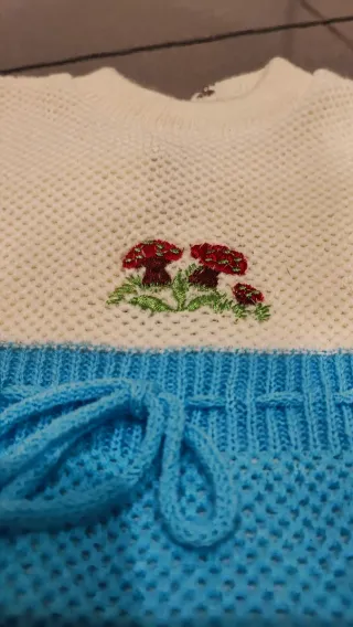 Vestito neonato maglia bianco e blu