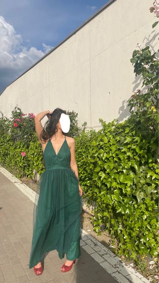 Vestido largo verde para graduación o evento