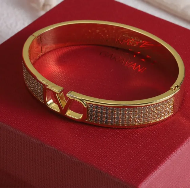 Brazalete Valentino Dorado con Cristales