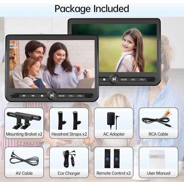 Lettore DVD USB portatile per auto, confezione da 2