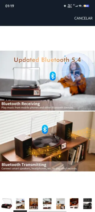 Giradischi vinile vintage Bluetooth