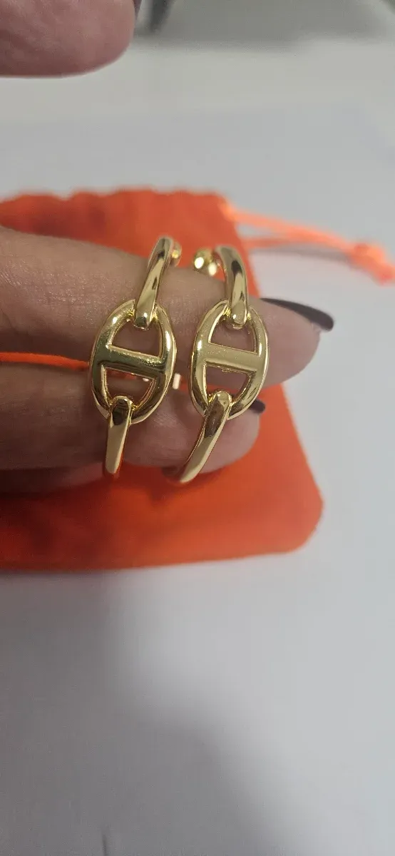 Pendientes dorados eslabón