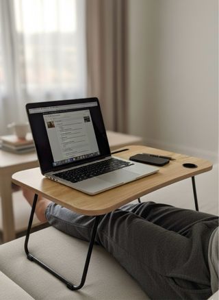 Mesa dobrável para portátil castanha