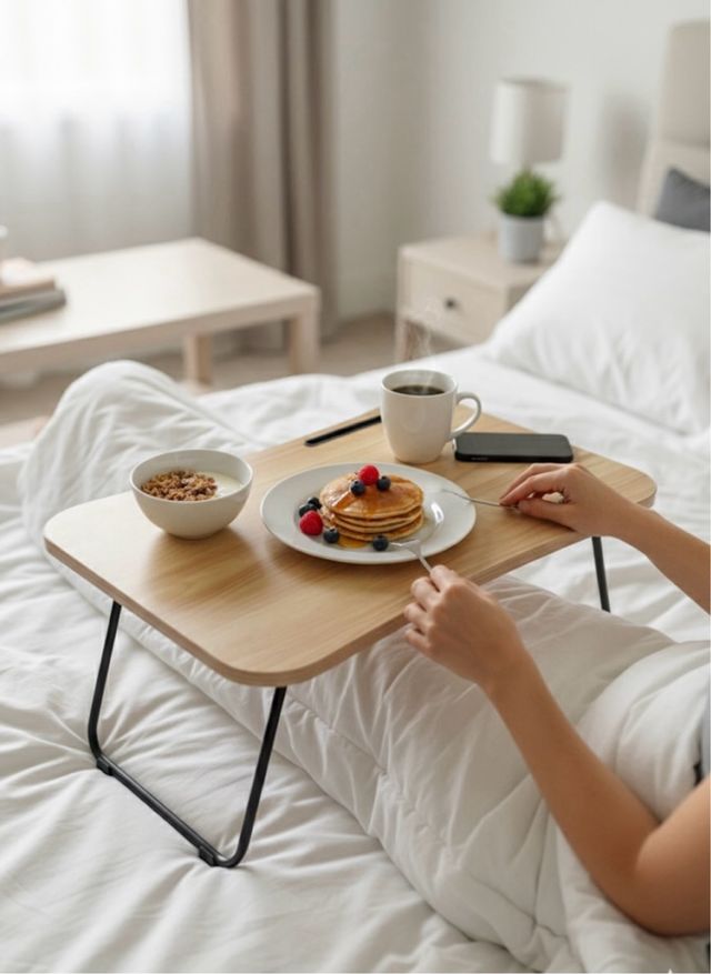 Mesa dobrável para portátil castanha