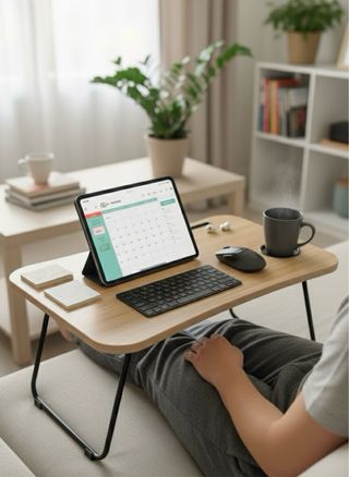 Mesa dobrável para portátil castanha