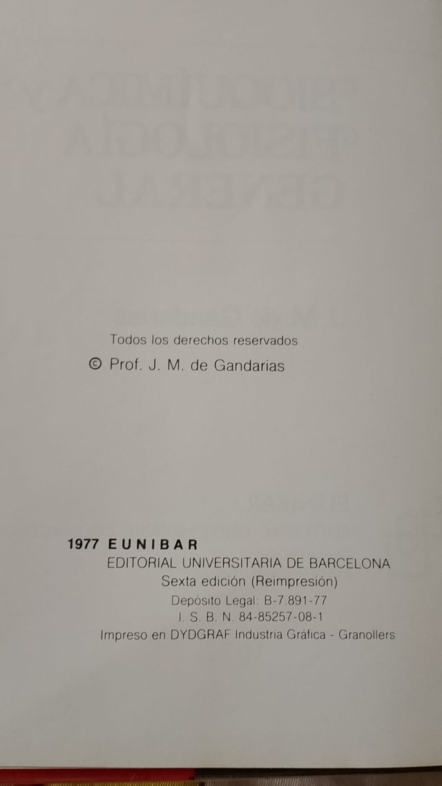 Bioquimica y fisiología general