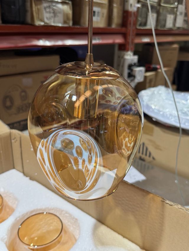 Lampada a sospensione 10 sfere in cristallo dorato