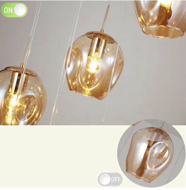 Lampada a sospensione 10 sfere in cristallo dorato