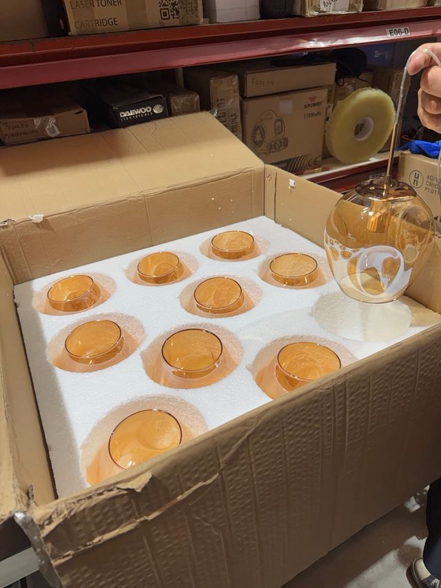 Lampada a sospensione 10 sfere in cristallo dorato