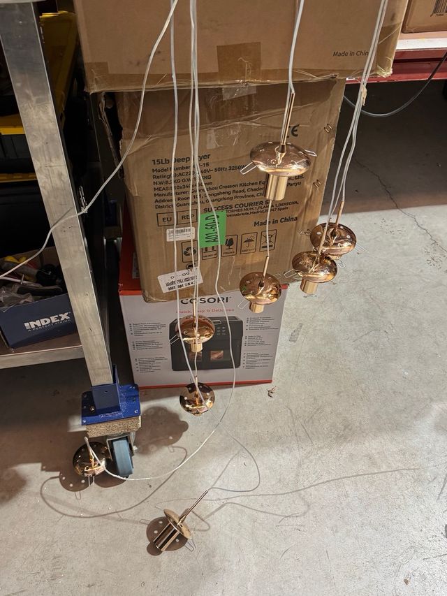 Lampada a sospensione 10 sfere in cristallo dorato