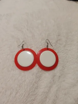 Pendientes Flamenca Círculo Rojo y Blanco