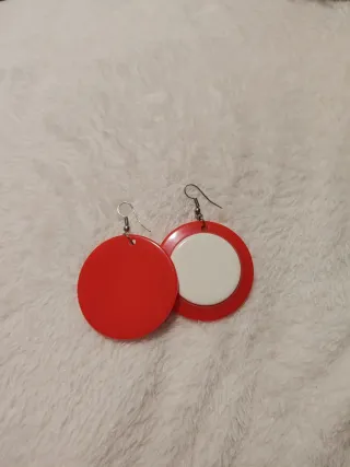 Pendientes Flamenca Círculo Rojo y Blanco
