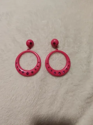 Pendientes Flamenca Aro Rosa con Brillantes