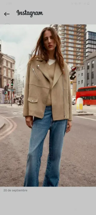 Chaqueta Zara Ante Mujer Beige