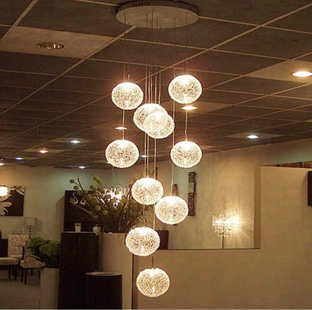 Lampada a sospensione a 10 sfere in cristallo design