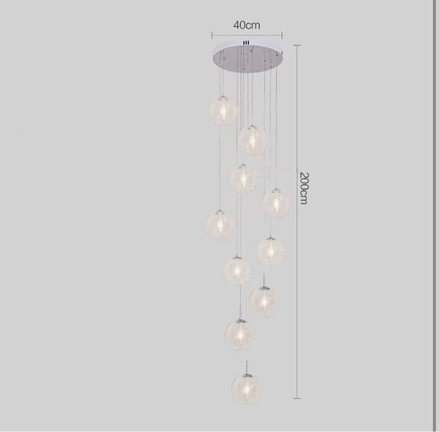 Lampada a sospensione a 10 sfere in cristallo design