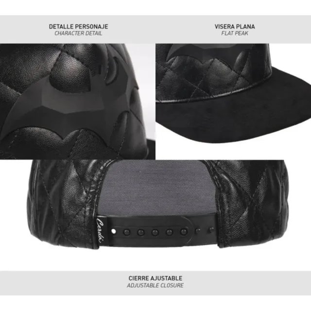 Gorra Batman Cuero Negra Ajustable