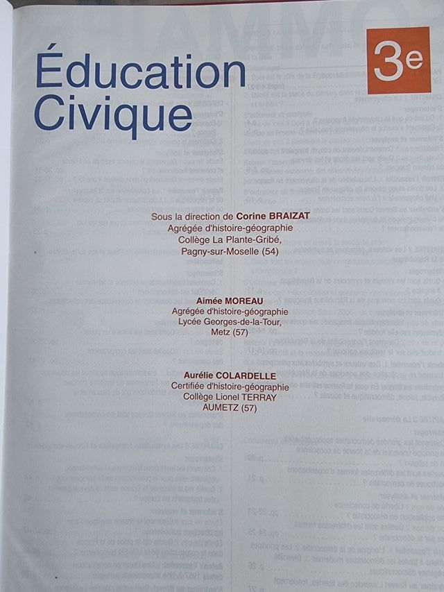 Éducation civique, 3e
