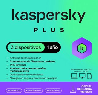 Kaspersky Plus 3 Dispositivos 1 Año