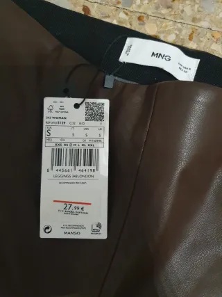 Pantalones marrones efecto piel mujer talla S