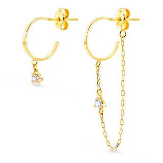 pendientes oro 18k con piedra con circonita