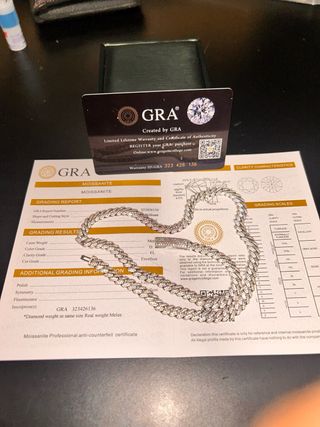 Cadena Cubana Miami 45cm Moissanita GRA