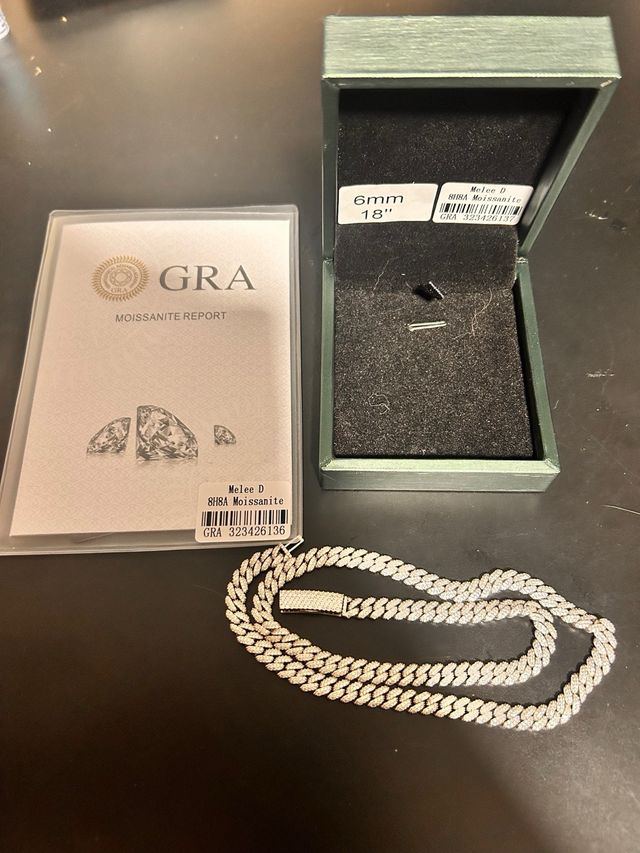 Cadena Cubana Miami 45cm Moissanita GRA