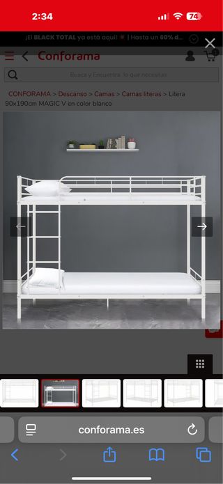 Litera Conforama Blanca Metal Casi Nueva