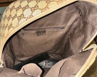 Mochila Gucci Beige con Rayas Verdes y Rojas