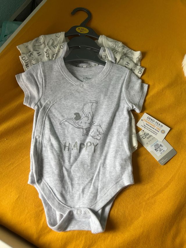 Lote 3 bodies Dumbo Disney 9-12 meses