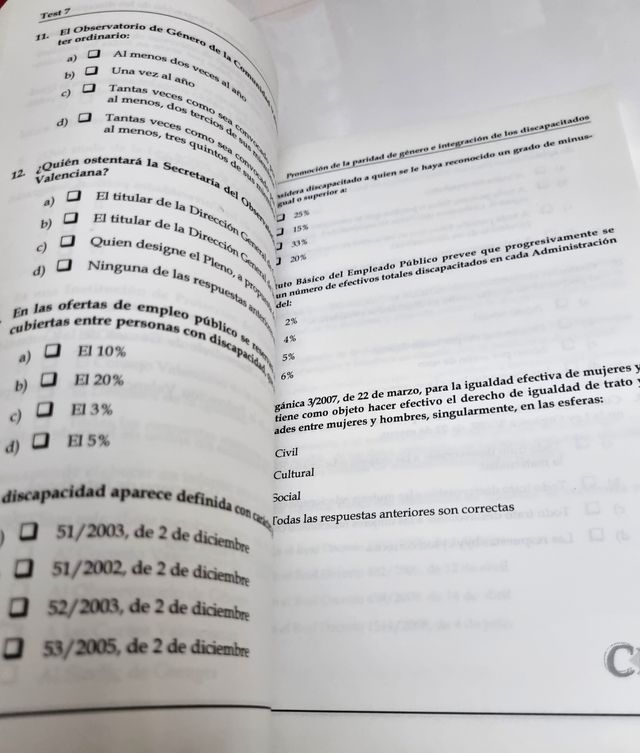 Test Escala Auxiliar Administrativo Valencia