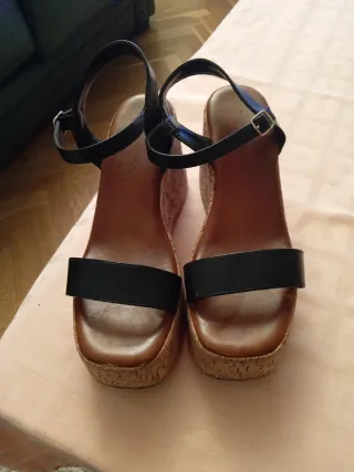 Sandalias de cuña tacón alto mujer