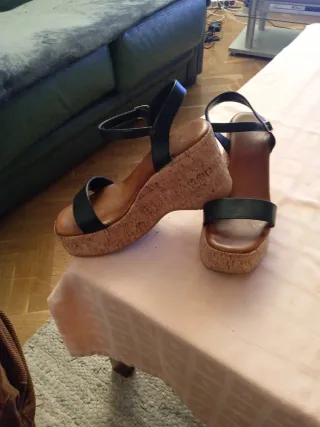 Sandalias de cuña tacón alto mujer