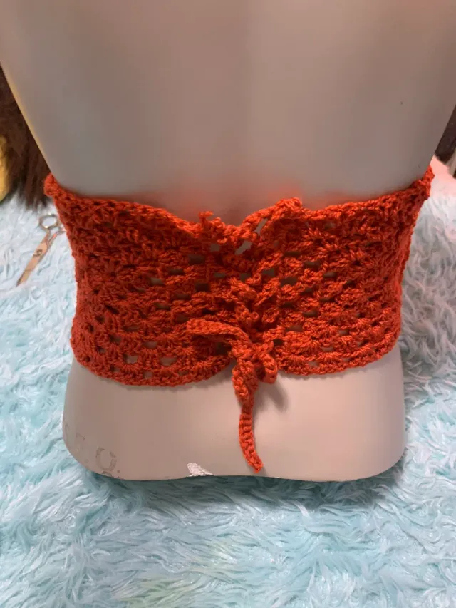 Top Crochet Naranja Talla Única