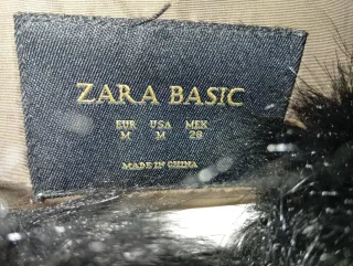 Chaquetón Zara Marrón con Capucha y Pelo