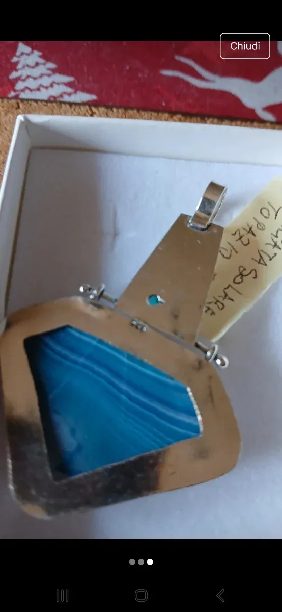 Pendente Argento indiano 925 con Agata Blu