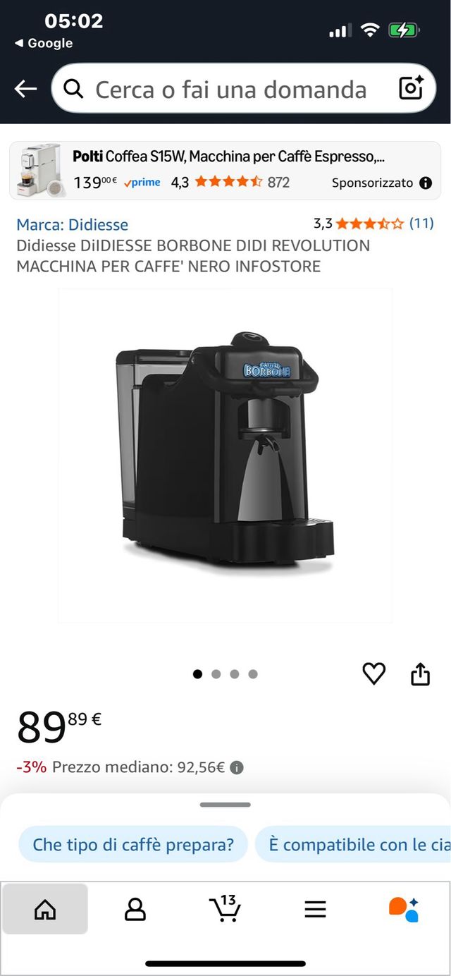 Macchina caffè Didì cialde nera didiesse