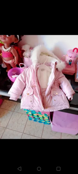 Parka bambina rosa con cappuccio